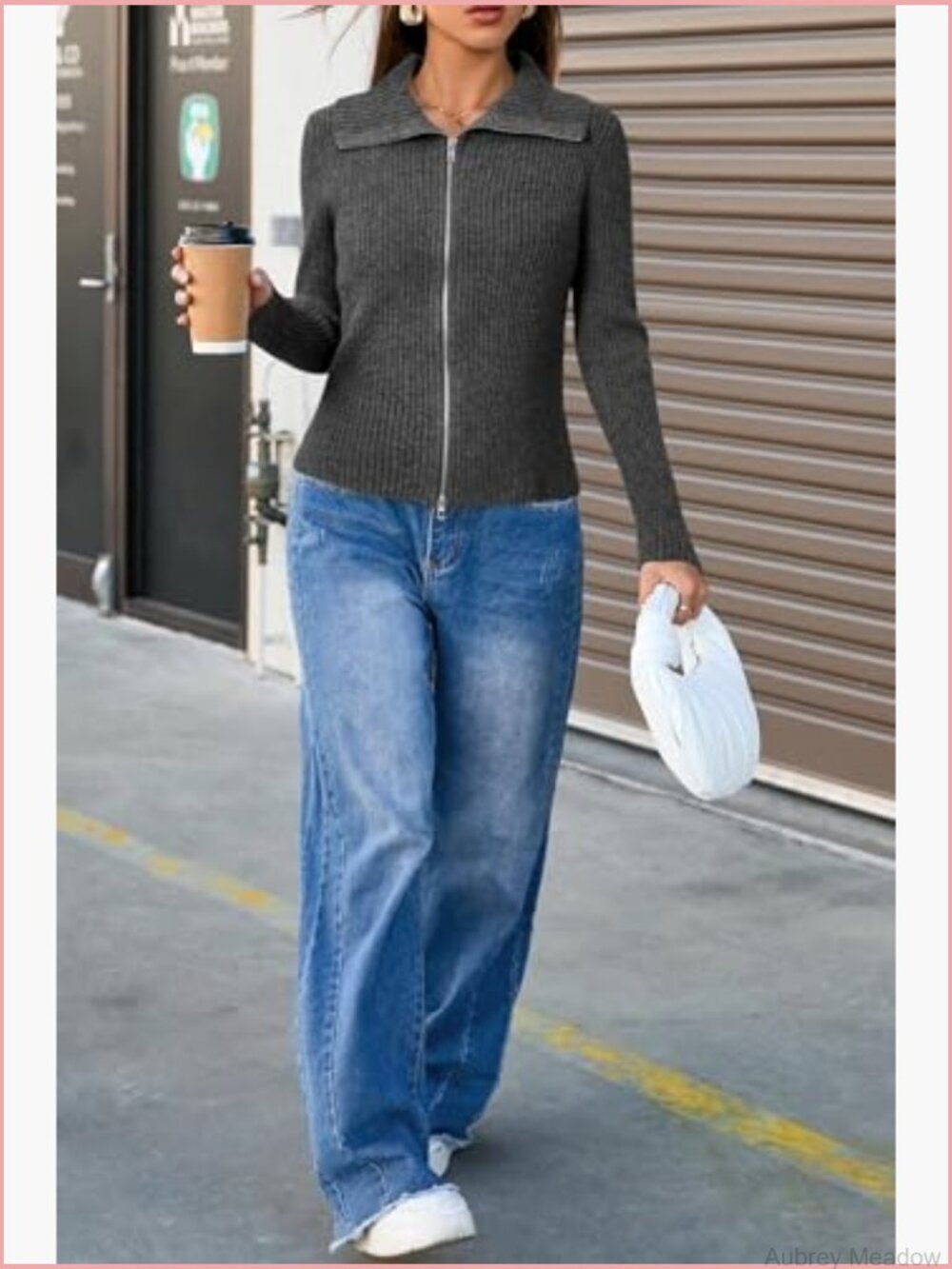 Zip Up Cardigan Sweater Wool Blend Slim Fit Long Sleeve - Picture 4 of 7
